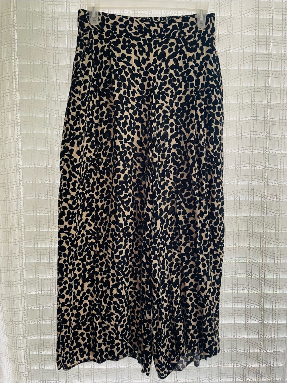 H&M Black and Cream Wide-Leg Pants with Leopard Spot Print